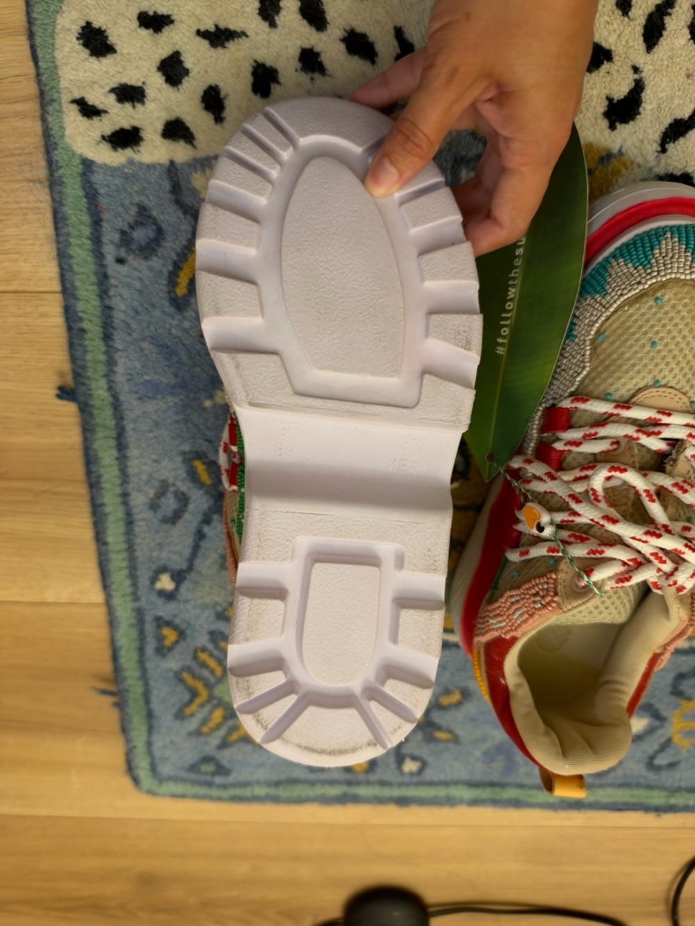 FARM Rio Beige Multicolor Beaded Sneaker - Picture 4 of 6